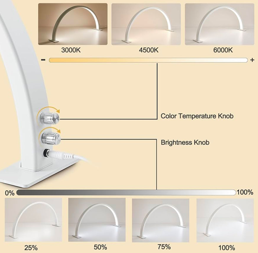 Professional Half-Moon LED Lamp 50W – Adjustable Light for Nails, Lashes & Beauty Work