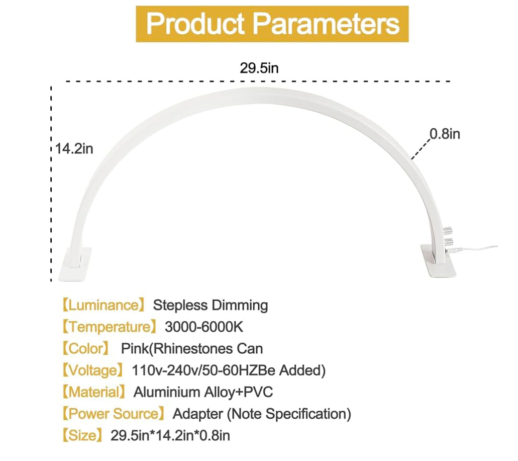 Professional Half-Moon LED Lamp 50W – Adjustable Light for Nails, Lashes & Beauty Work