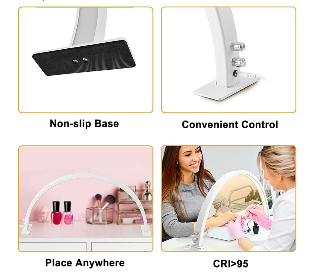 Professional Half-Moon LED Lamp 50W – Adjustable Light for Nails, Lashes & Beauty Work