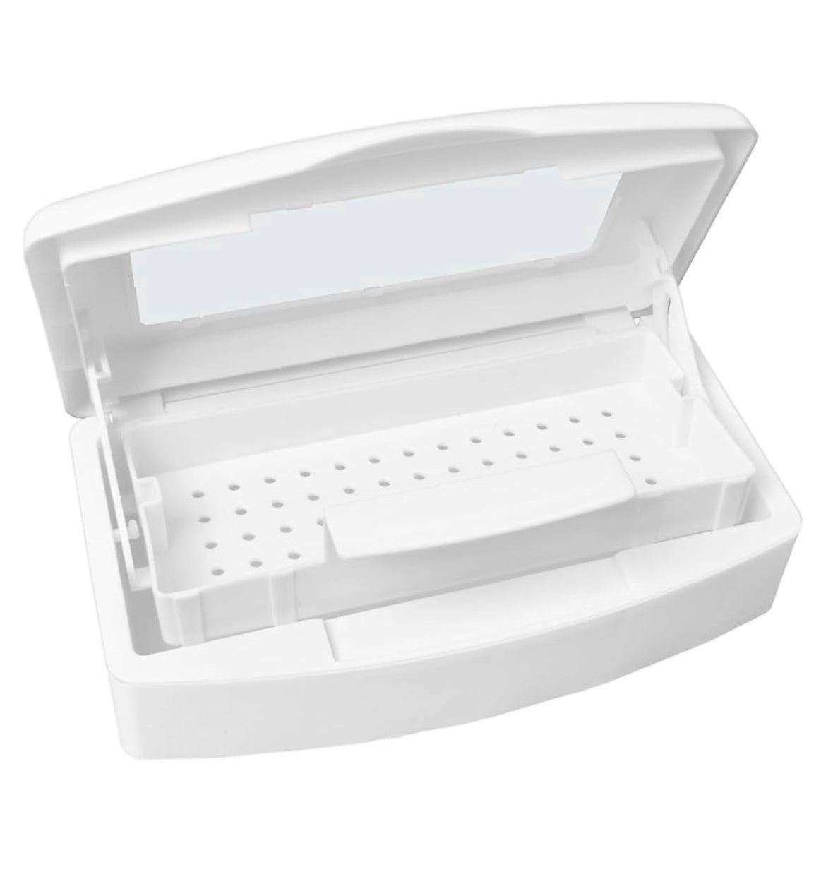 Nail Tool Sterilizer Box – Plastic Disinfection Tray for Tweezers, Lash Extensions & Nail Implements