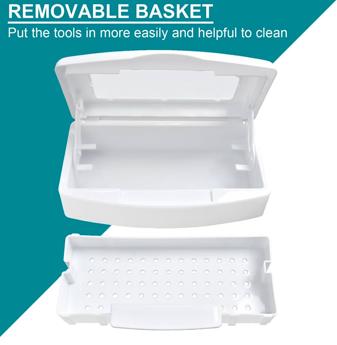 Nail Tool Sterilizer Box – Plastic Disinfection Tray for Tweezers, Lash Extensions & Nail Implements