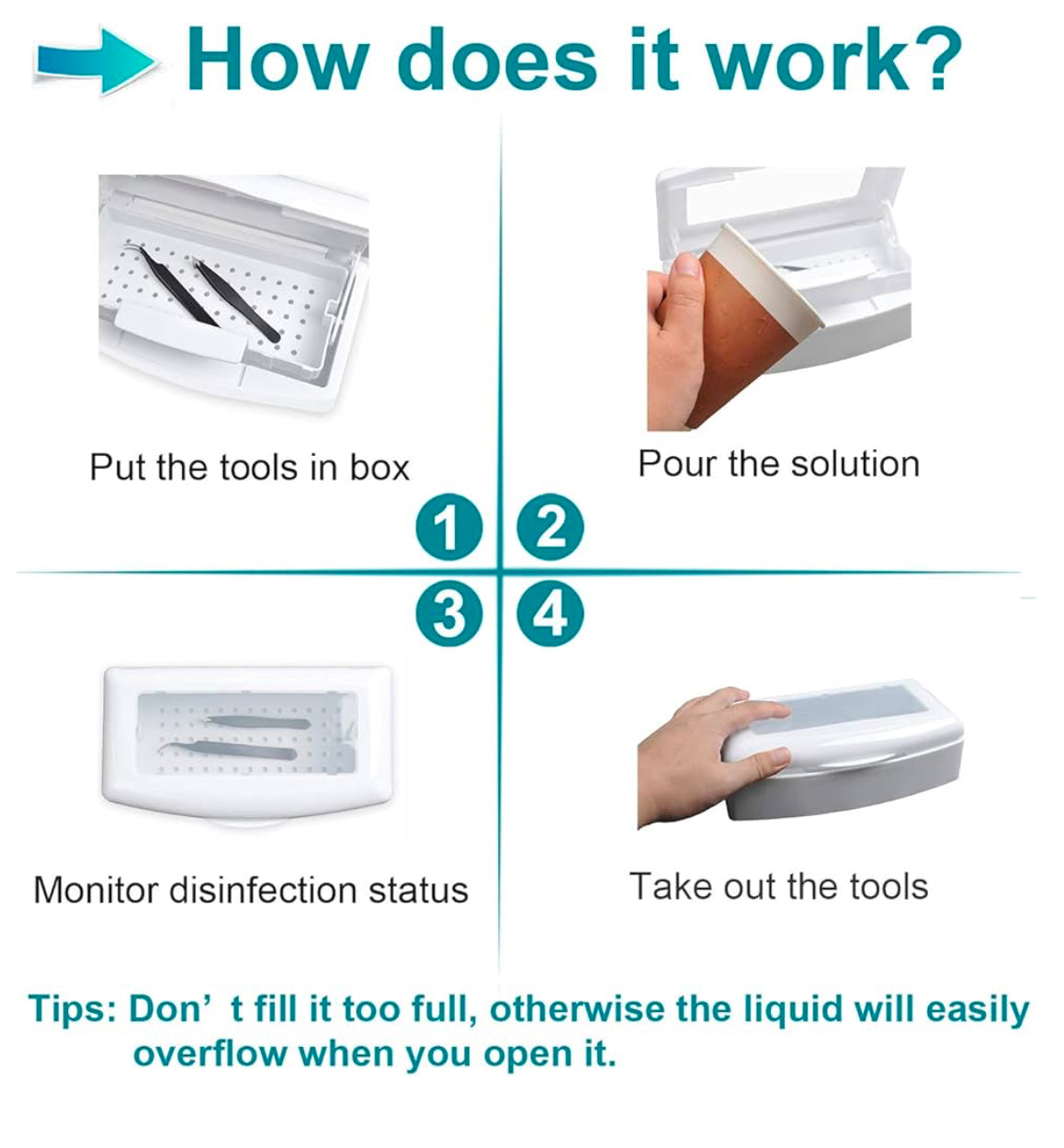Nail Tool Sterilizer Box – Plastic Disinfection Tray for Tweezers, Lash Extensions & Nail Implements
